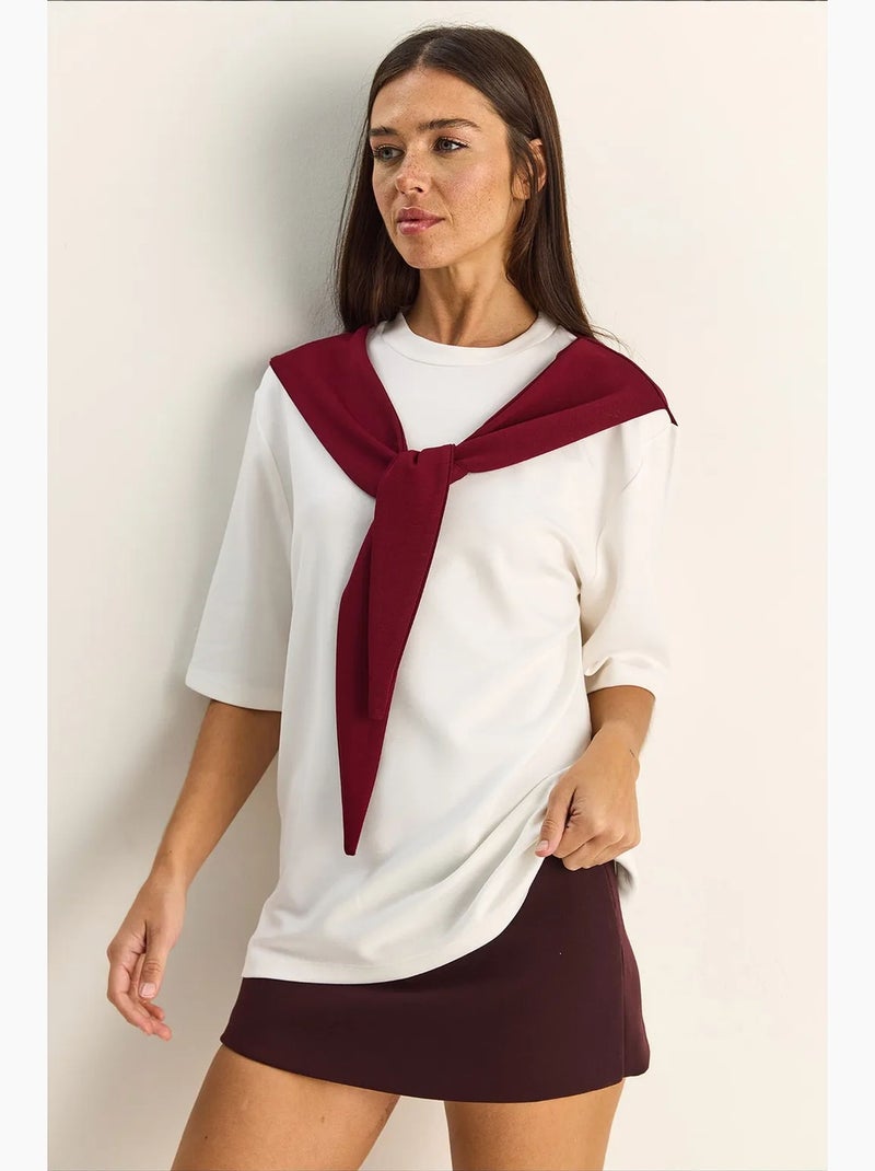 T-shirt feminina de poliéster e elastano lucci Vermelho bordô - Kiabi