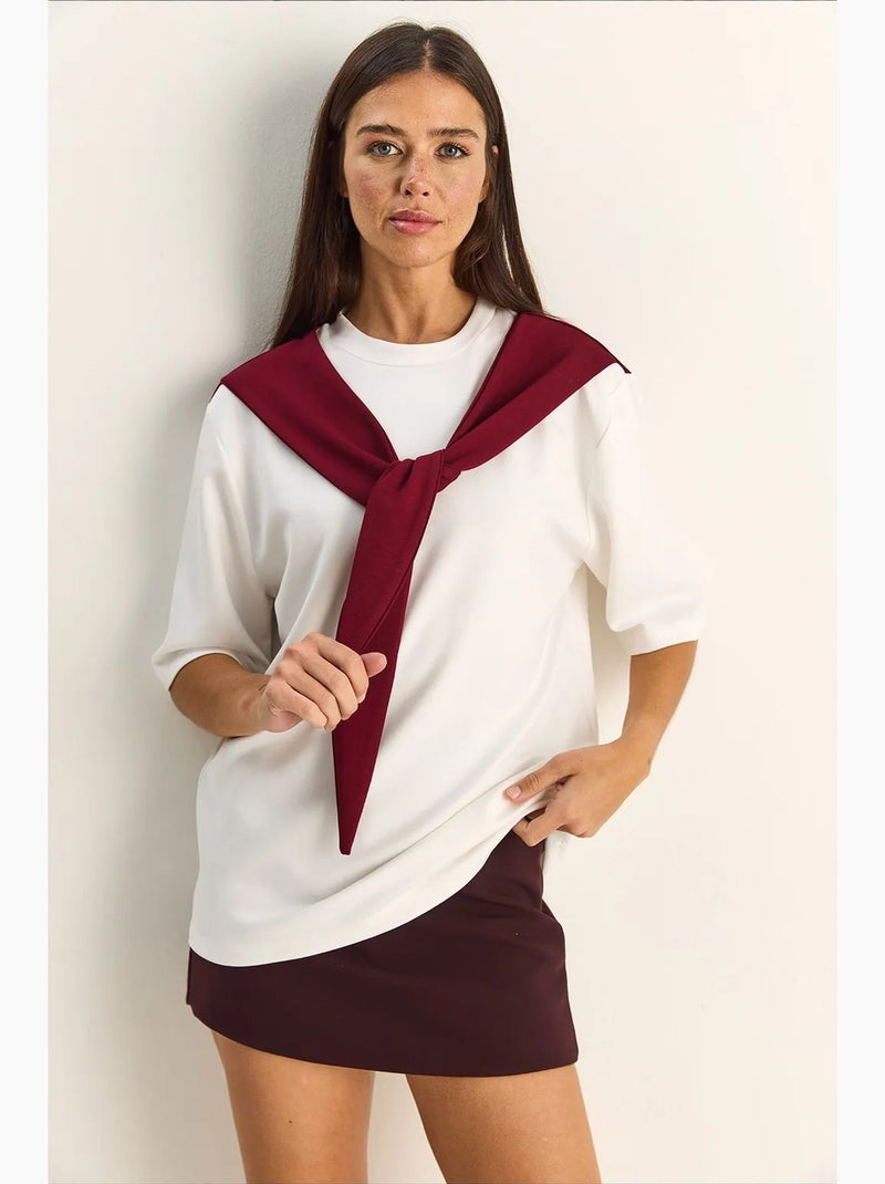 T-shirt feminina de poliéster e elastano lucci Vermelho bordô - Kiabi