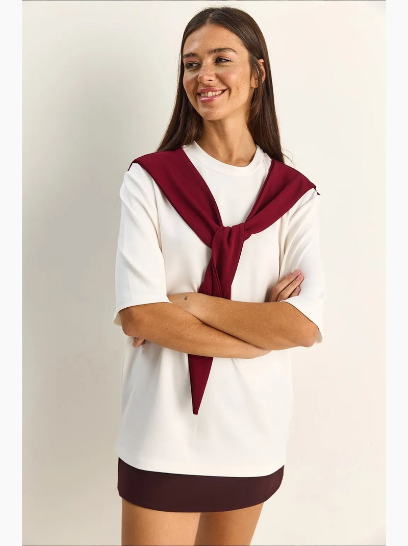 T-shirt feminina de poliéster e elastano lucci Vermelho bordô - Kiabi