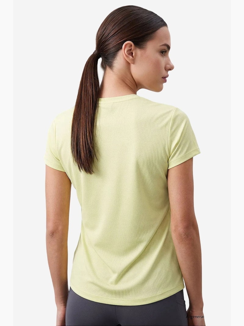 T-shirt feminina de poliéster e elastano tommy Amarelo-limão - Kiabi