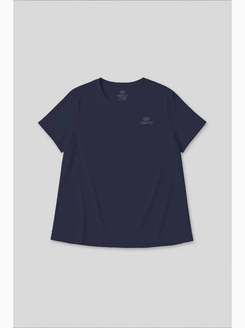 T-shirt feminina de poliéster e elastano tommy Azul Cinza Preto - Kiabi
