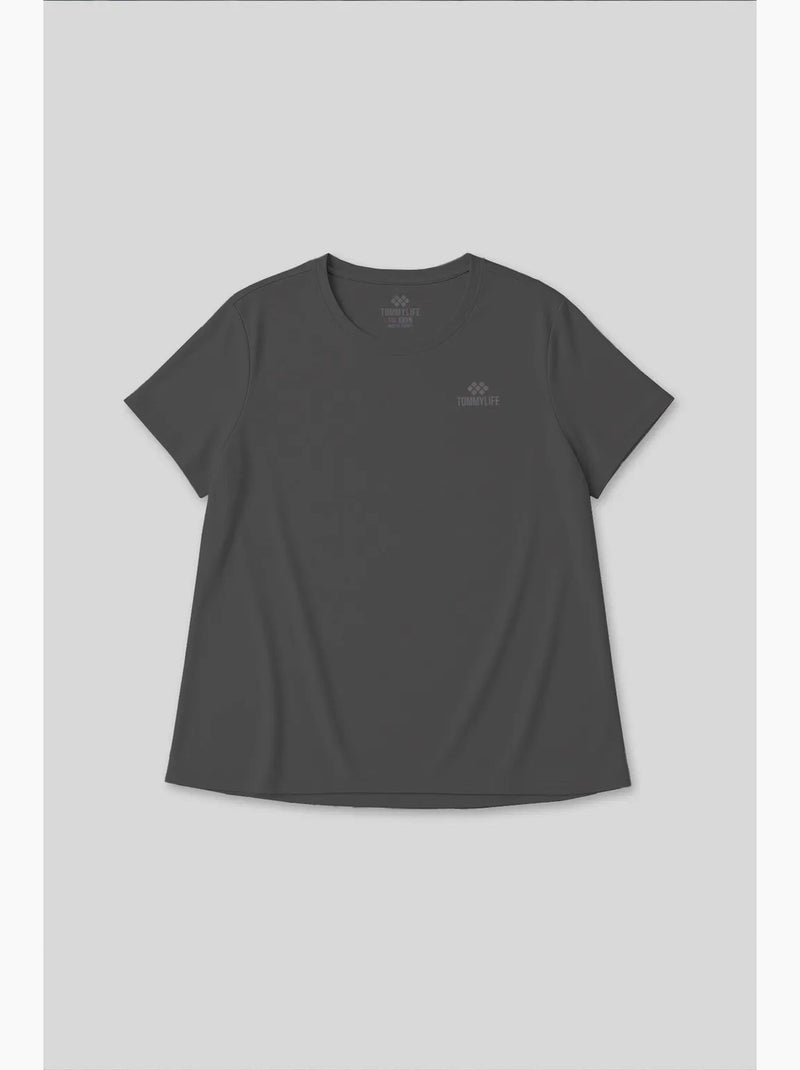 T-shirt feminina de poliéster e elastano tommy Azul Cinza Preto - Kiabi