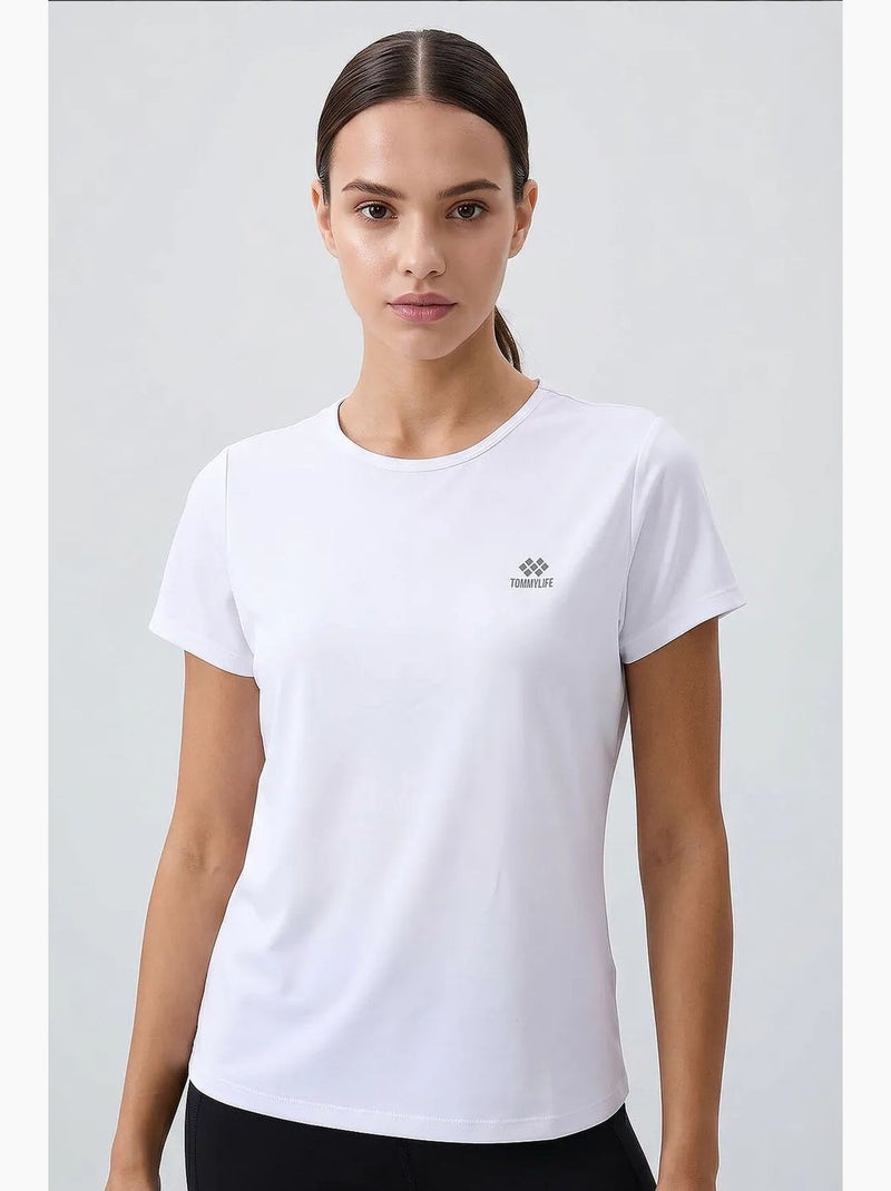 T-shirt feminina de poliéster e elastano tommy Branco - Kiabi