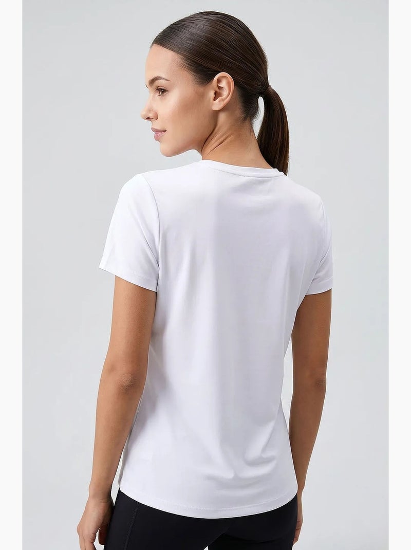 T-shirt feminina de poliéster e elastano tommy Branco - Kiabi