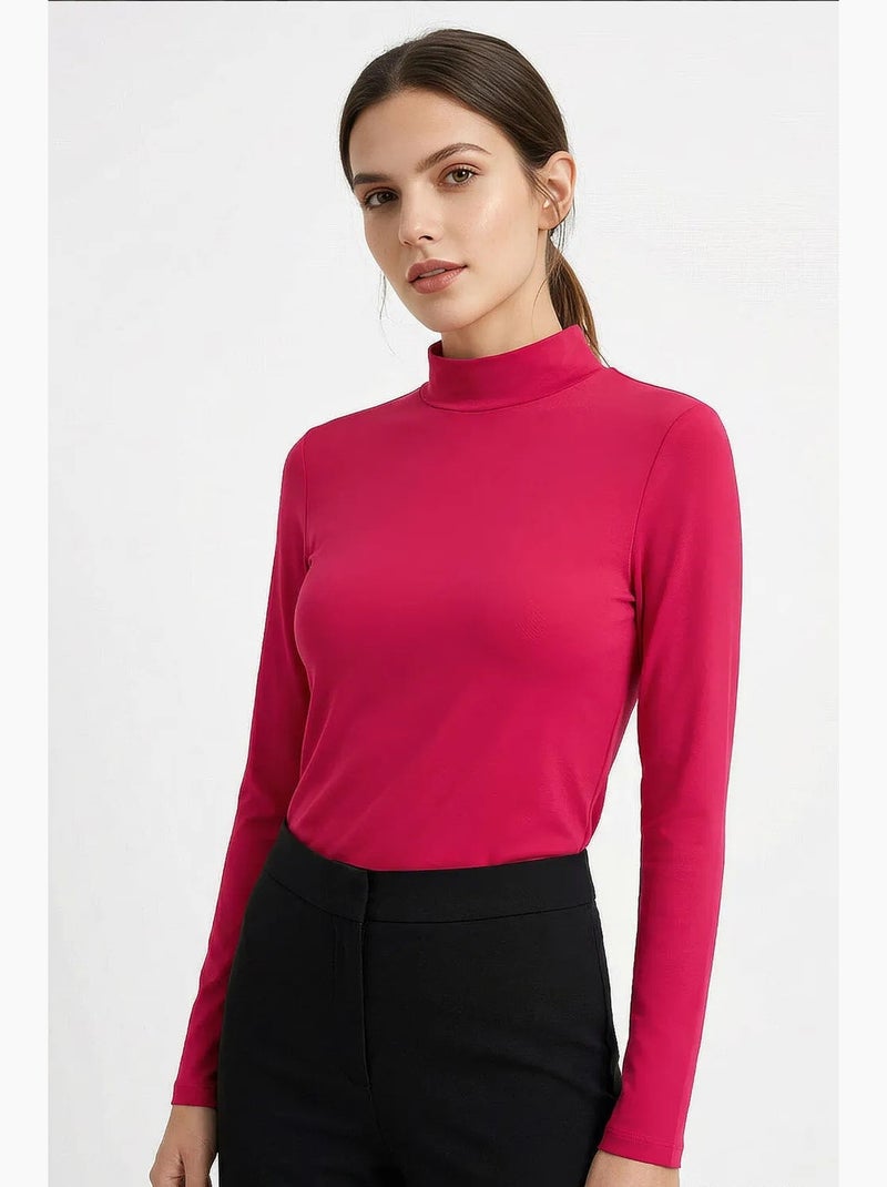 T-shirt feminina de poliéster tommy Magenta - Kiabi