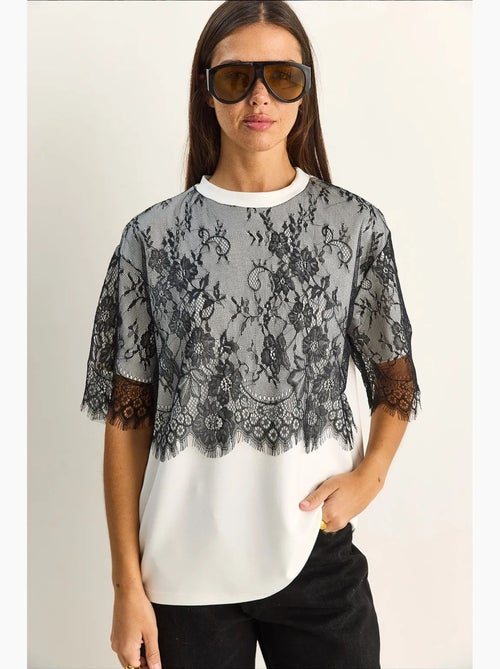 T-shirt feminina em mistura de viscose lucci - Kiabi