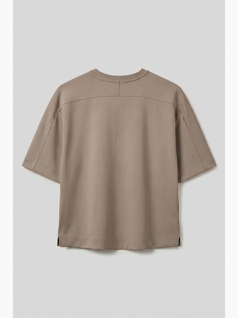 T-shirt feminina em mistura de viscose tommy Areia - Kiabi