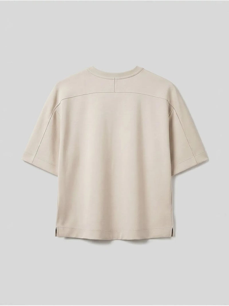 T-shirt feminina em mistura de viscose tommy Bege-argila - Kiabi