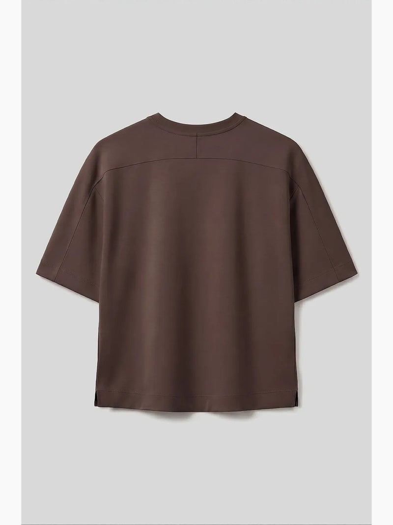 T-shirt feminina em mistura de viscose tommy Castanho - Kiabi