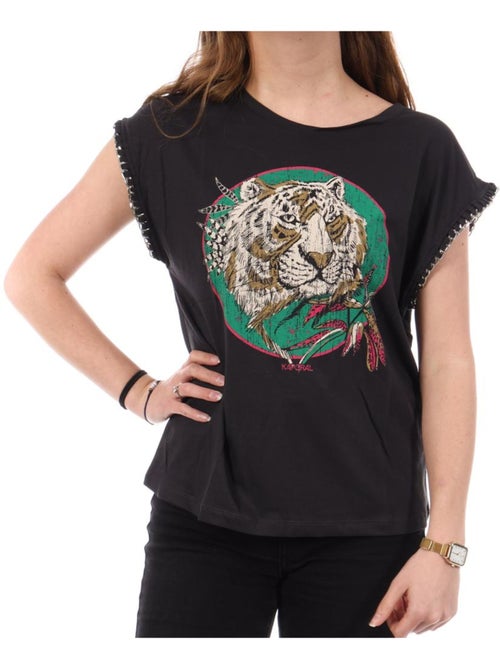 T-Shirt Feminina Kaporal JOJO Preta - Kiabi T-Shirt Feminina Kaporal JOJO Preta - Kiabi