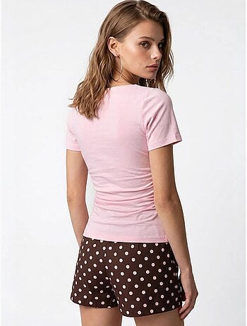 T-shirt feminina slim fit com decote barco mixray