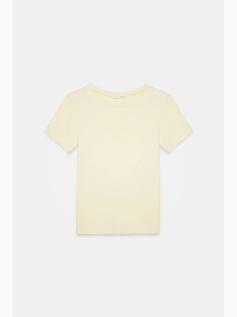 T-shirt feminina slim fit com gola redonda dilvin Creme - Kiabi