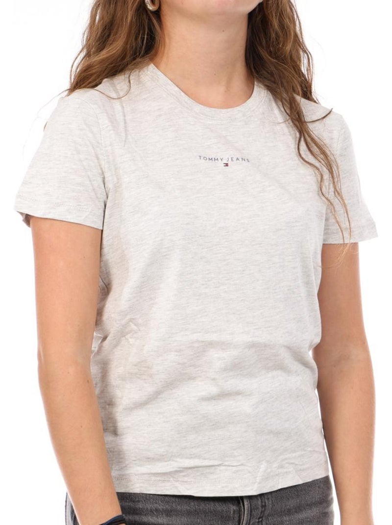 T-Shirt Feminina Tommy Hilfiger Linear Cinzento Claro Cinza-prateado - Kiabi