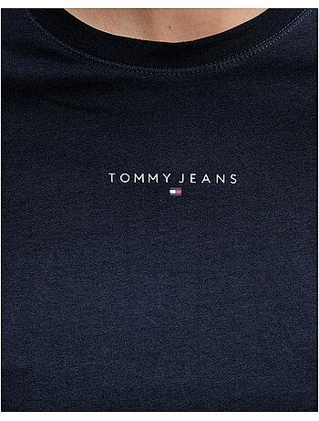 T-shirt feminina tommy hilfiger linears azul marinho