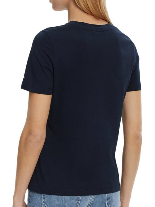 T-shirt feminina tommy hilfiger reg ajuste marinho - Kiabi