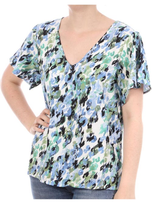 T-shirt Feminina Vero Moda Easy V-neck com Padrão Branco - Kiabi