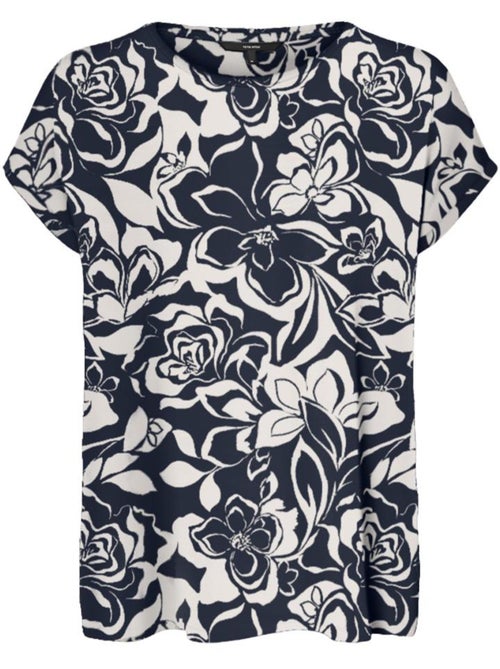 T-Shirt Feminina Vero Moda Mava Azul-Marinho/Branco - Kiabi T-Shirt Feminina Vero Moda Mava Azul-Marinho/Branco - Kiabi