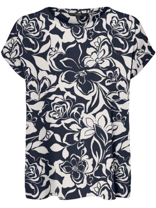 T-Shirt Feminina Vero Moda Mava Azul-Marinho/Branco - Kiabi T-Shirt Feminina Vero Moda Mava Azul-Marinho/Branco - Kiabi