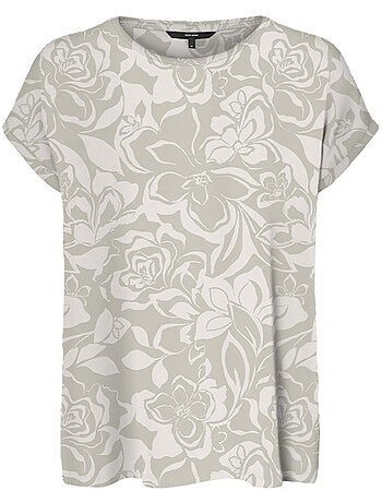 T-shirt feminina vero moda mava bege/branco