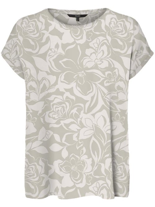 T-Shirt Feminina Vero Moda Mava Bege/Branco - Kiabi T-Shirt Feminina Vero Moda Mava Bege/Branco - Kiabi