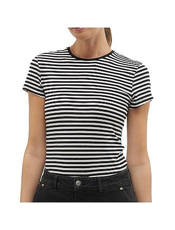 T-Shirt Feminina Vero Moda Mines Fiona Preto/Branco