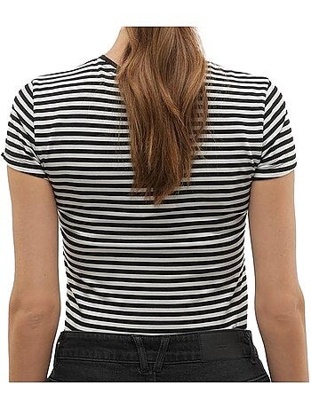 T-Shirt Feminina Vero Moda Mines Fiona Preto/Branco