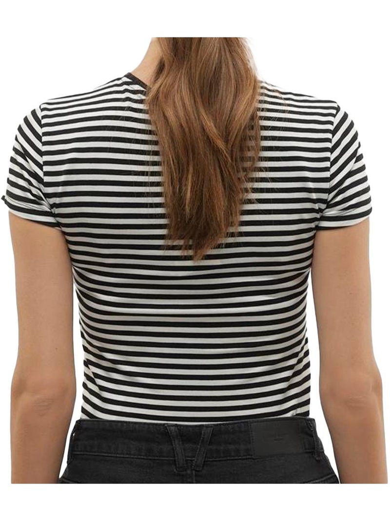 T-Shirt Feminina Vero Moda Mines Fiona Preto/Branco Preto - Kiabi