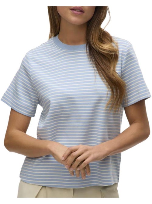 T-shirt feminina vero moda naima azul e branco - Kiabi T-shirt feminina vero moda naima azul e branco - Kiabi