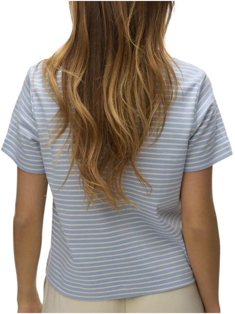 T-shirt feminina vero moda naima azul e branco Azul - Kiabi