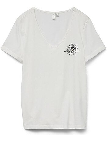 T-Shirt Feminina Vero Moda Nicole Branco