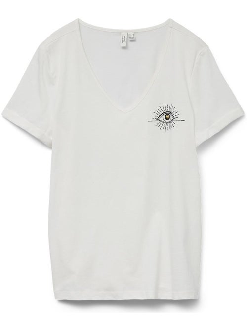 T-Shirt Feminina Vero Moda Nicole Branco - Kiabi T-Shirt Feminina Vero Moda Nicole Branco - Kiabi