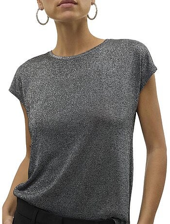 T-shirt feminina vero moda sarah cinzento escuro