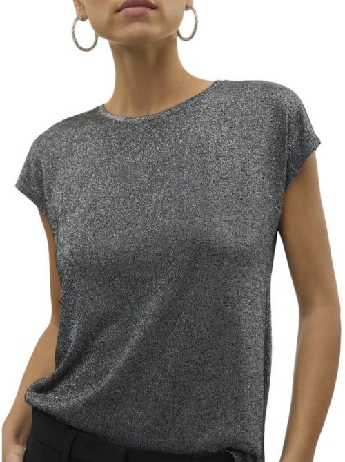 T-shirt feminina vero moda sarah cinzento escuro - Kiabi