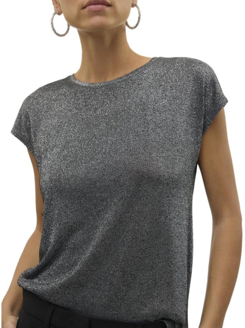 T-shirt Feminina Vero Moda Sarah Cinzento Escuro Preto - Kiabi