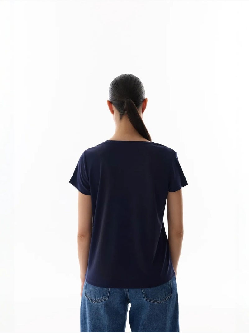 T-shirt feminino em modal penti Azul-marinho - Kiabi