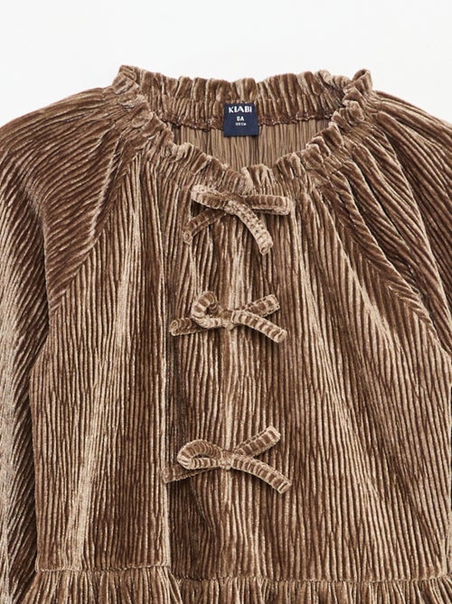 T-shirt festivo texturizado com laço liso - Kiabi