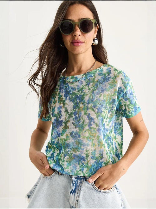 T-shirt floral de manga curta com decote redondo lucci - Kiabi T-shirt floral de manga curta com decote redondo lucci - Kiabi