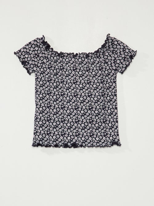 T-shirt 'florida' em malha canelada - Kiabi