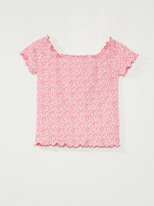 T-shirt 'florida' em malha canelada - Kiabi