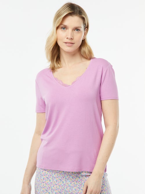 T-shirt fluida com decote em bico - Kiabi