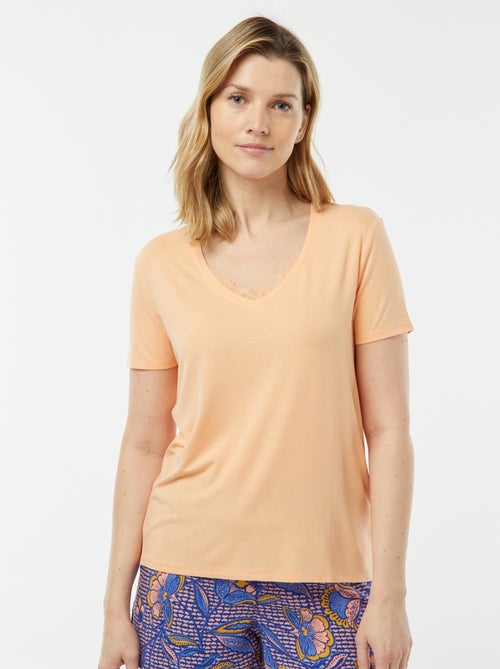 T-shirt fluida com decote em bico - Kiabi