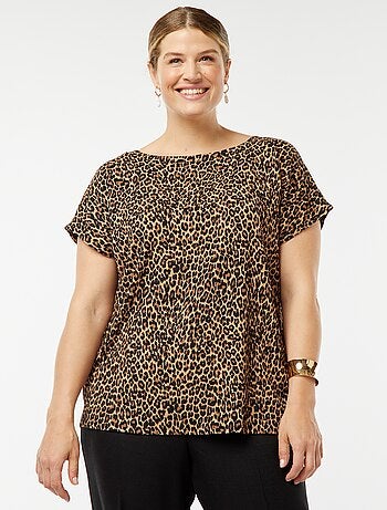 T-shirt fluida de malha gofrada