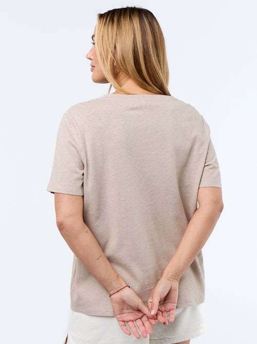 T-shirt fluida em linho misto - Kiabi