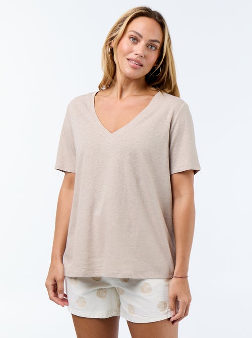 T-shirt fluida em linho misto - Kiabi