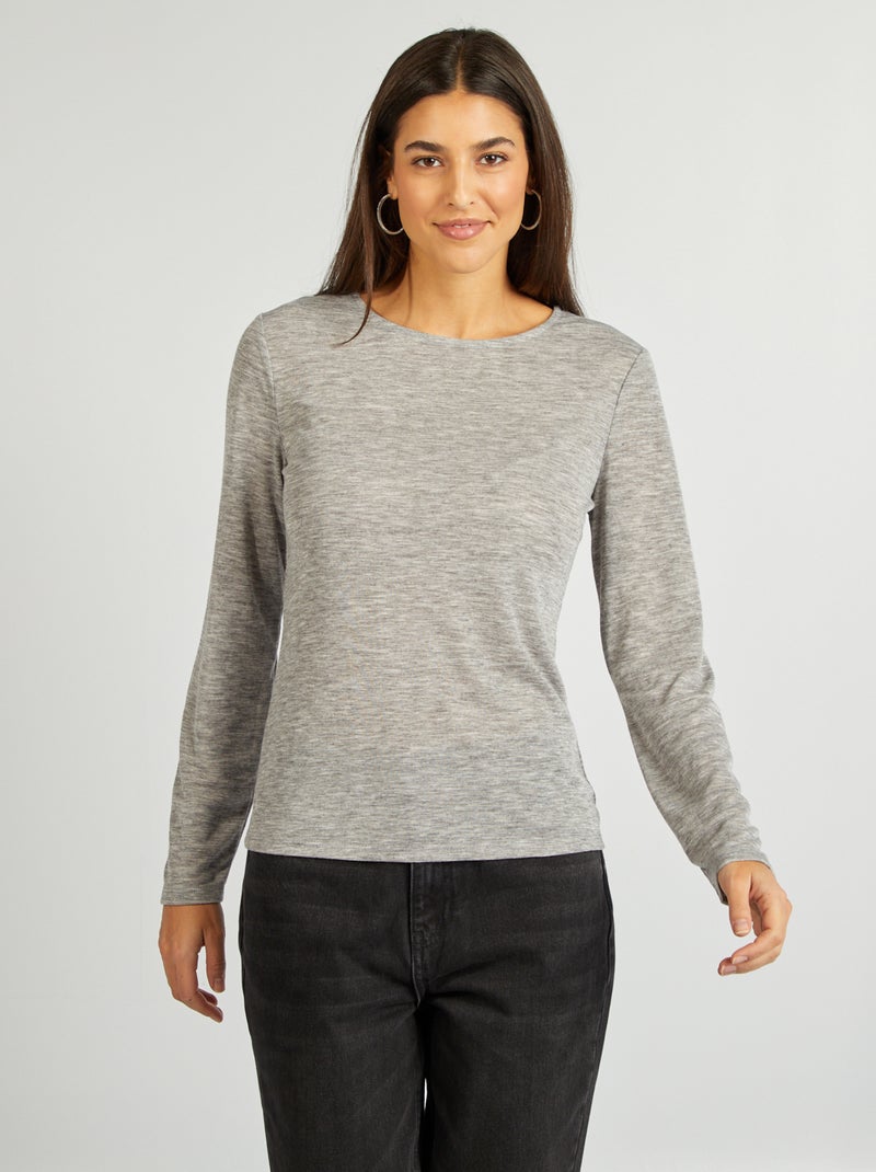 T-shirt fluida em malha matizada CINZA - Kiabi