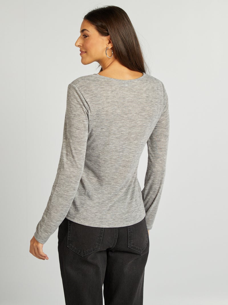 T-shirt fluida em malha matizada CINZA - Kiabi