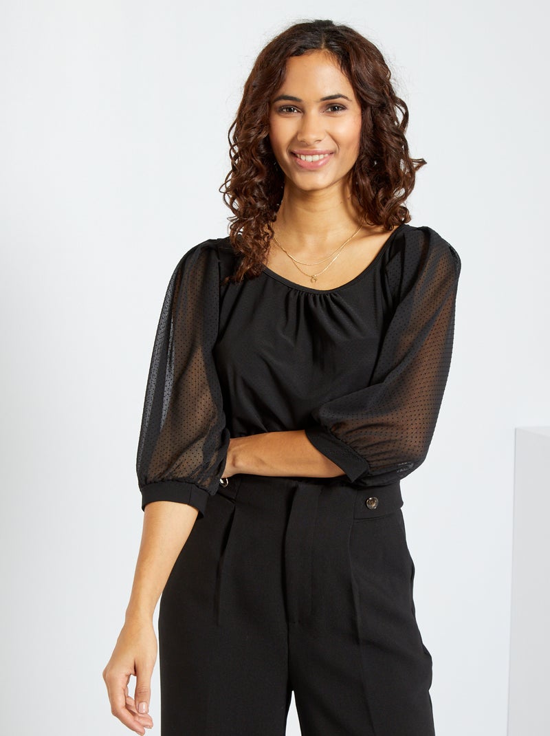 T-shirt fluida Preto - Kiabi