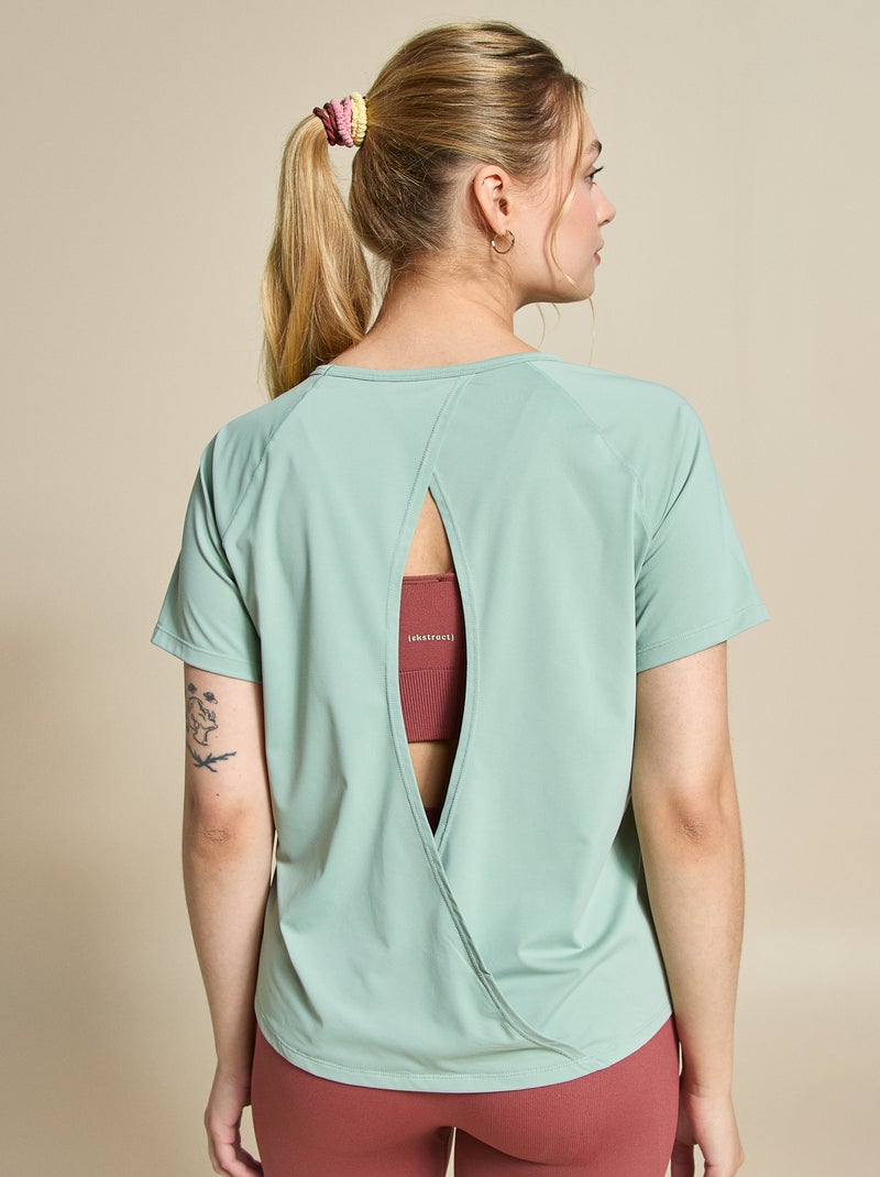 T-shirt fluído com abertura nas costas - (ekstract) Verde - Kiabi