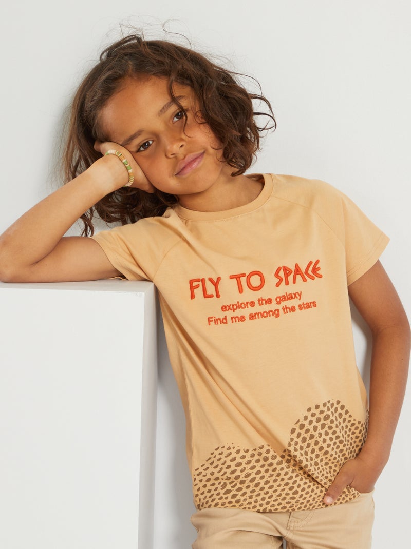 T-shirt 'fly to space' BEGE - Kiabi