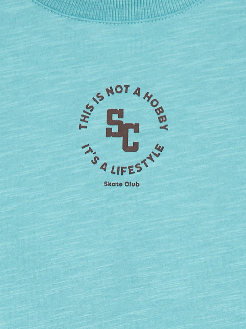 T-shirt folgado com estampado de skate Azul - Kiabi